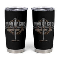 Man Of God Husband Dad Son Charlie Kirk Tumbler Cup Vintage Christian Cross