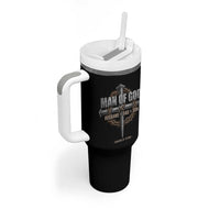 Man Of God Husband Dad Son Charlie Kirk Tumbler With Handle Vintage Christian Cross
