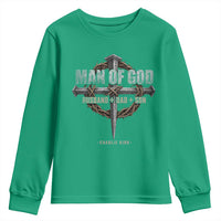 Man Of God Husband Dad Son Charlie Kirk Youth Sweatshirt Vintage Christian Cross