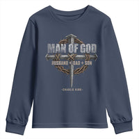 Man Of God Husband Dad Son Charlie Kirk Youth Sweatshirt Vintage Christian Cross