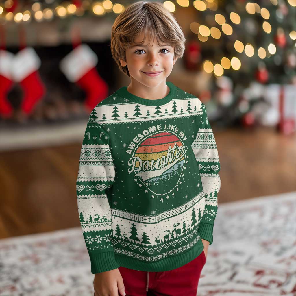 Awesome Like My Daughter Ugly Christmas Sweater Funny Dad Quote Retro Father's Day