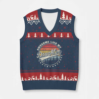 Awesome Like My Daughter V-Neck Knit Sweater Vest Funny Dad Quote Retro Father's Day
