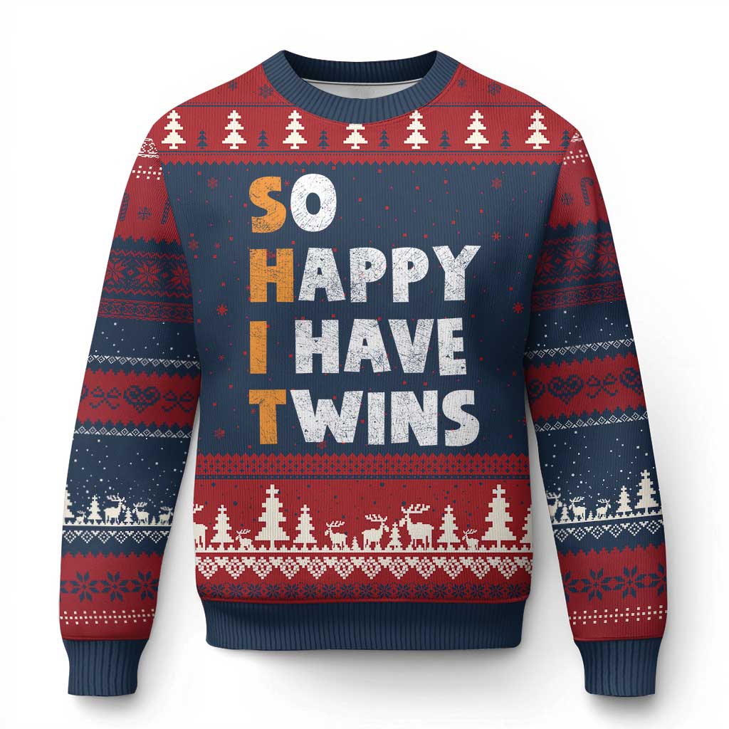 Shit So I Have Twins Ugly Christmas Sweater Funny Twin Dad Twin Mom