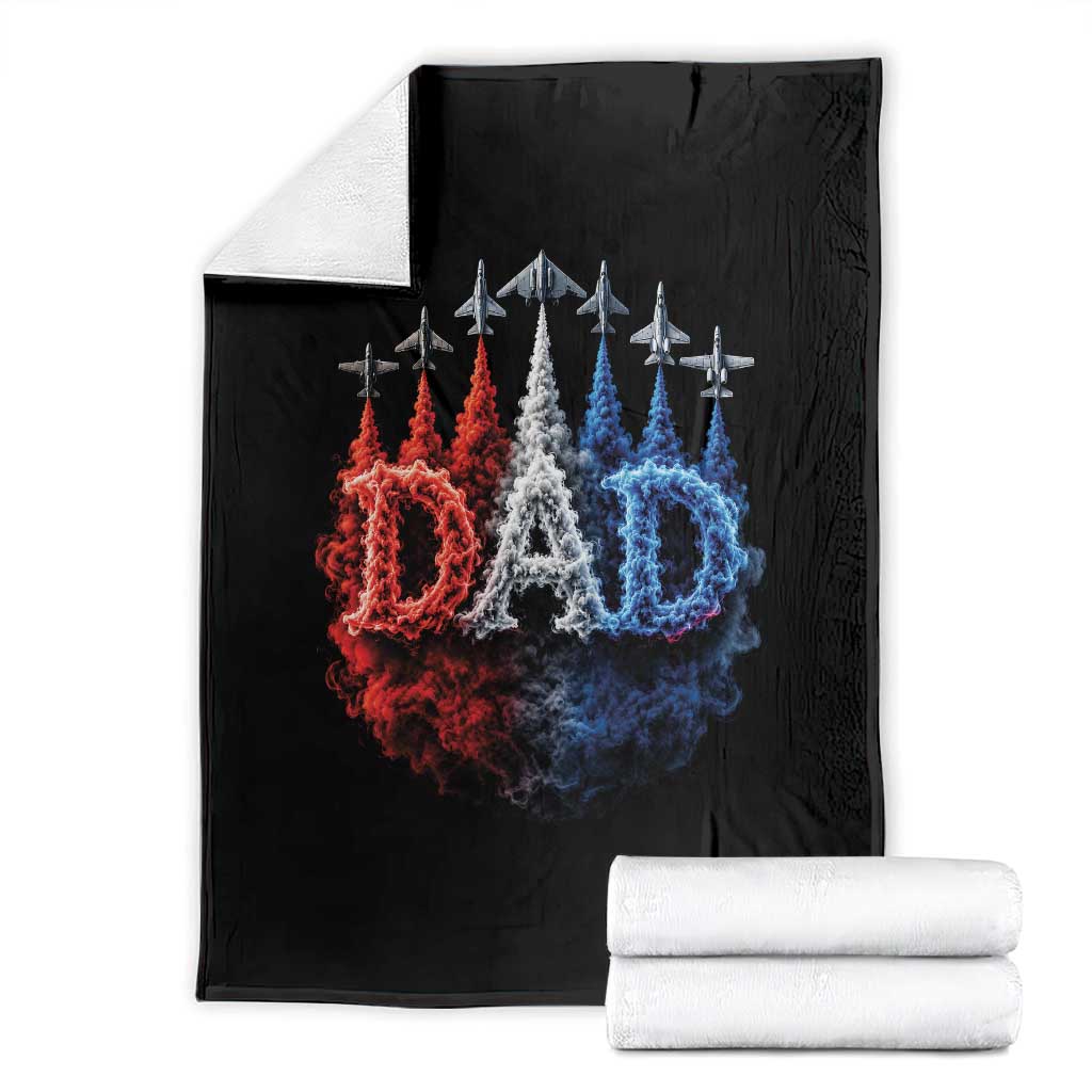 Patriotic Dad Jet Fighter American Flag 4th of July Throw Blanket
