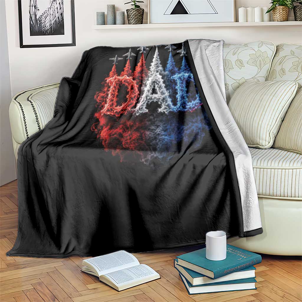 Patriotic Dad Jet Fighter American Flag 4th of July Throw Blanket