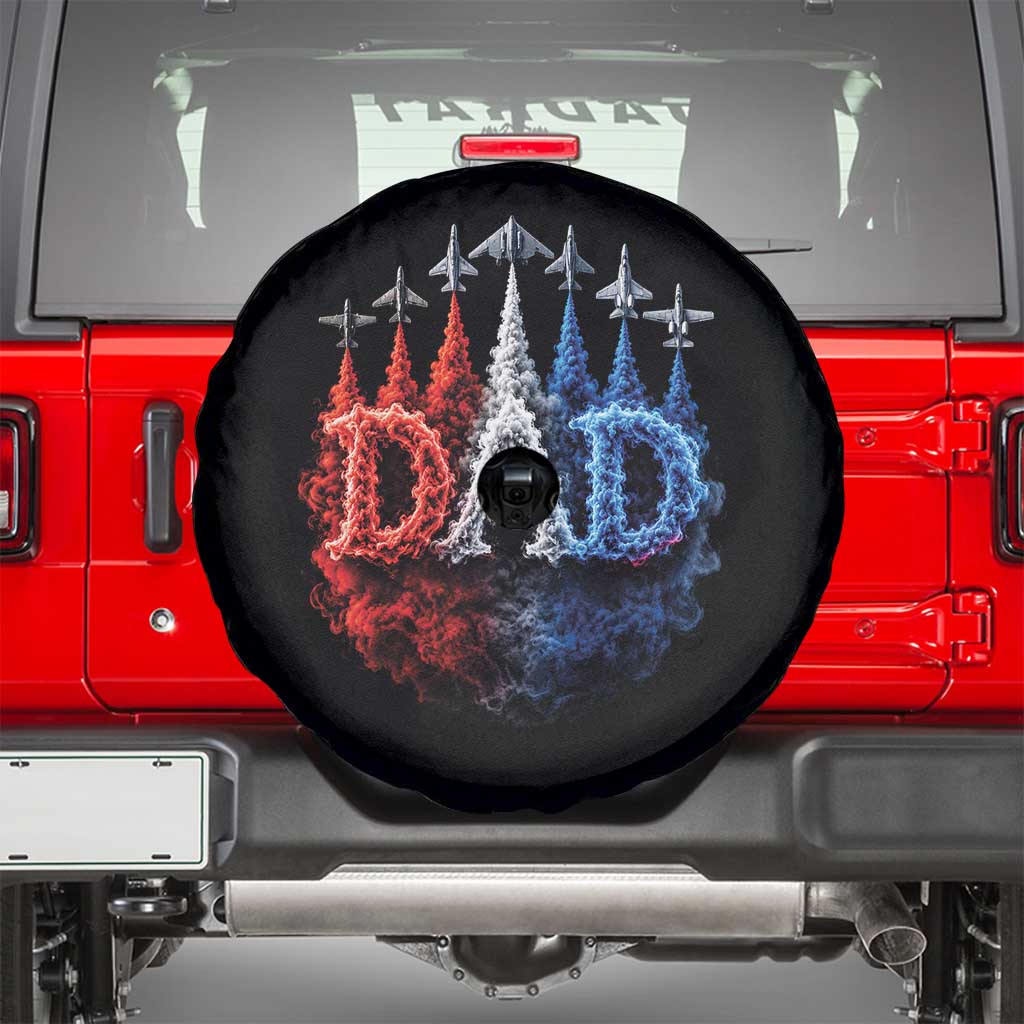 Patriotic Dad Jet Fighter American Flag 4th of July Spare Tire Cover