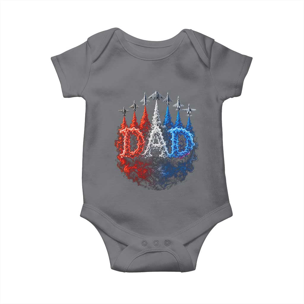Patriotic Dad Jet Fighter American Flag 4th of July Baby Onesie