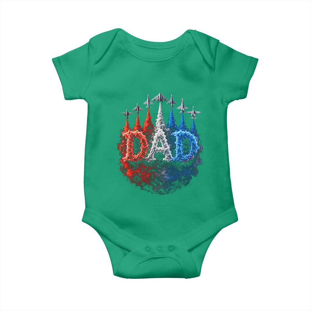 Patriotic Dad Jet Fighter American Flag 4th of July Baby Onesie