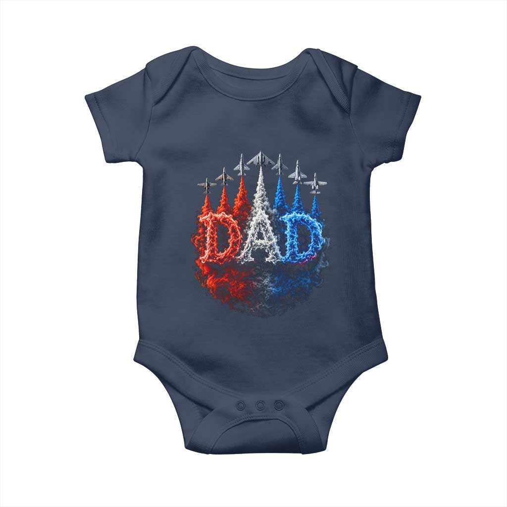 Patriotic Dad Jet Fighter American Flag 4th of July Baby Onesie