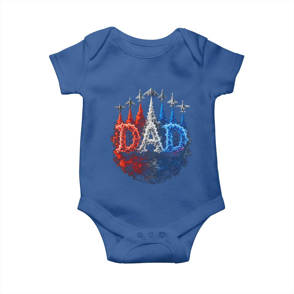 Patriotic Dad Jet Fighter American Flag 4th of July Baby Onesie
