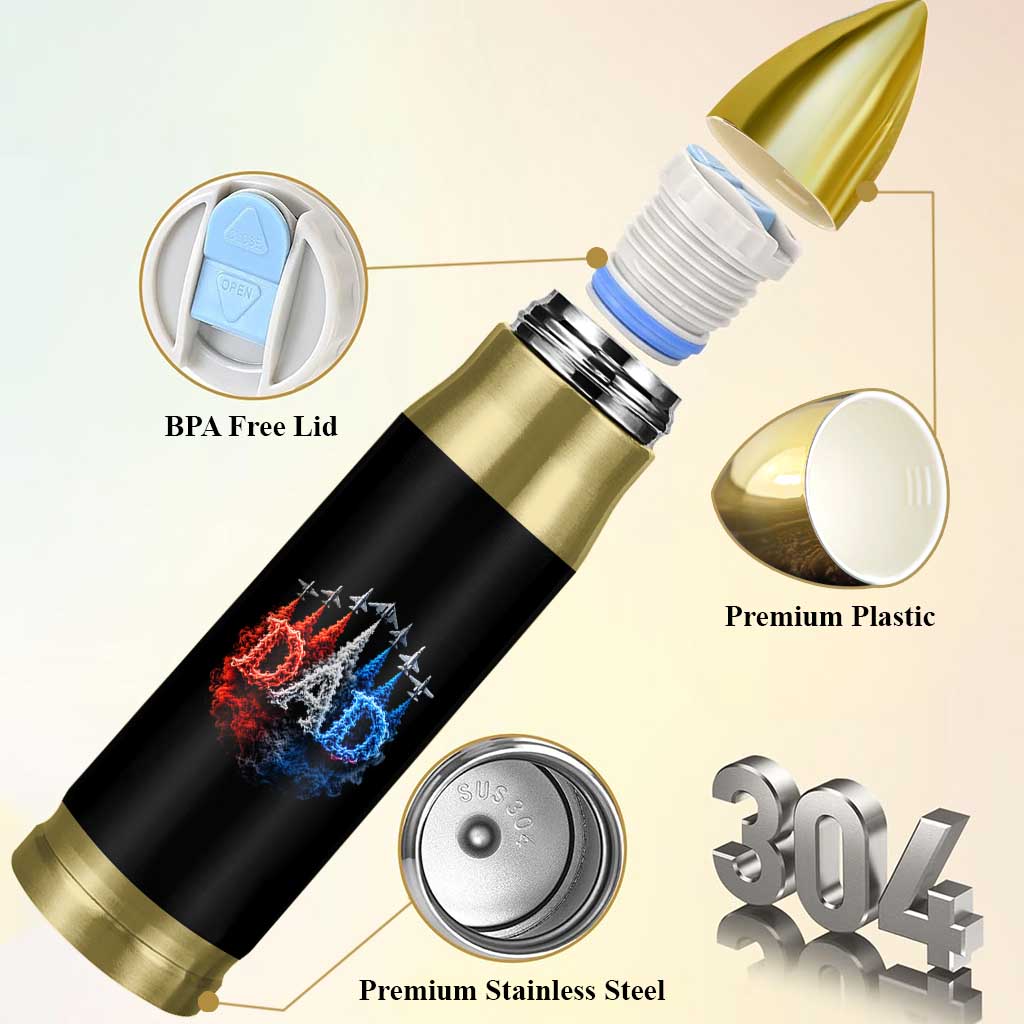 Patriotic Dad Jet Fighter American Flag 4th of July Bullet Tumbler
