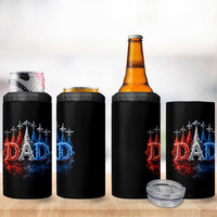 Patriotic Dad Jet Fighter American Flag 4th of July 4 in 1 Can Cooler Tumbler
