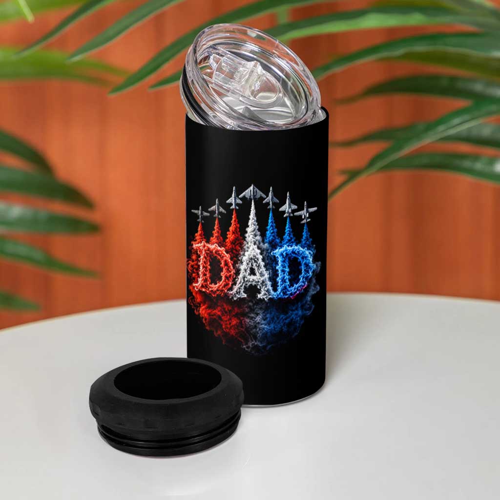 Patriotic Dad Jet Fighter American Flag 4th of July 4 in 1 Can Cooler Tumbler