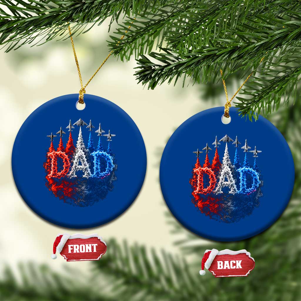 Patriotic Dad Jet Fighter American Flag 4th of July Ceramic Ornament