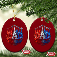 Patriotic Dad Jet Fighter American Flag 4th of July Ceramic Ornament