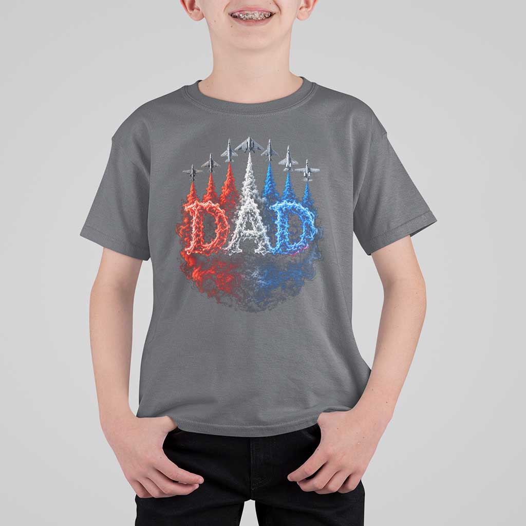 Patriotic Dad Jet Fighter American Flag 4th of July T Shirt For Kid