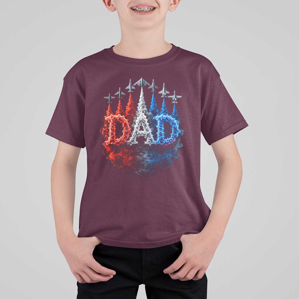 Patriotic Dad Jet Fighter American Flag 4th of July T Shirt For Kid
