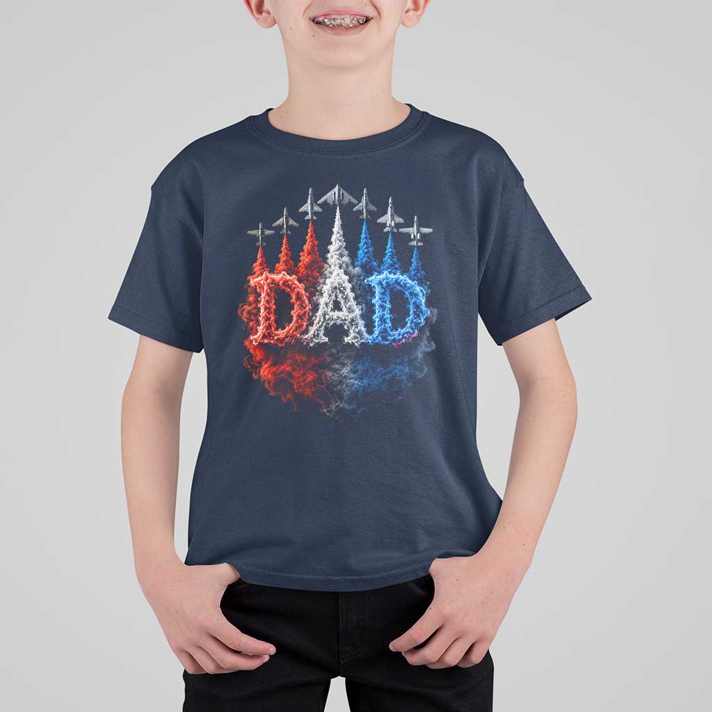 Patriotic Dad Jet Fighter American Flag 4th of July T Shirt For Kid