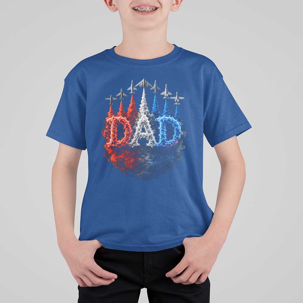 Patriotic Dad Jet Fighter American Flag 4th of July T Shirt For Kid