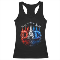 Patriotic Dad Jet Fighter American Flag 4th of July Racerback Tank Top