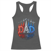 Patriotic Dad Jet Fighter American Flag 4th of July Racerback Tank Top