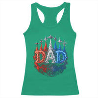 Patriotic Dad Jet Fighter American Flag 4th of July Racerback Tank Top