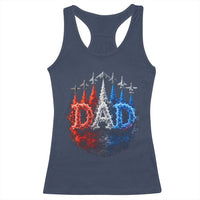 Patriotic Dad Jet Fighter American Flag 4th of July Racerback Tank Top