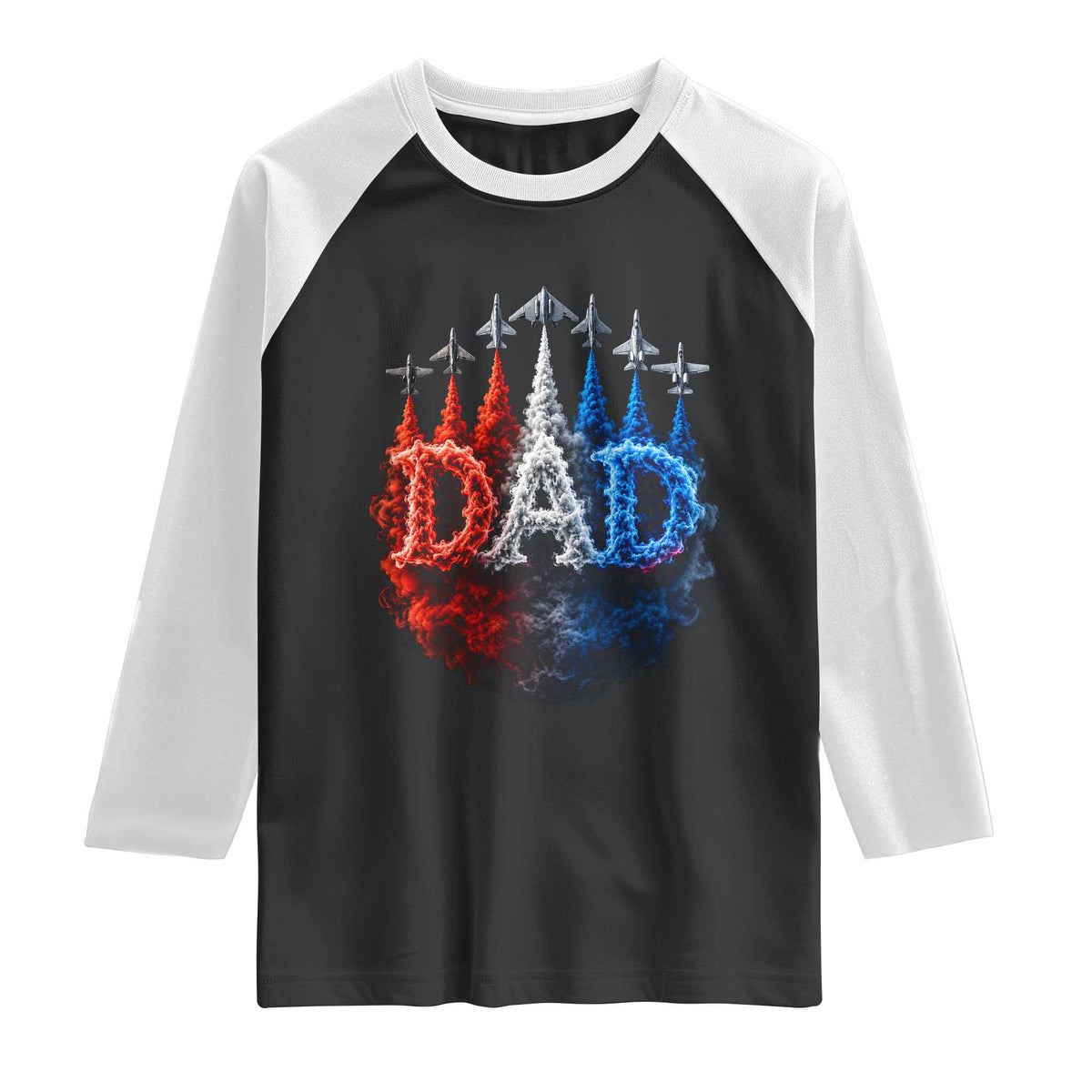 Patriotic Dad Jet Fighter American Flag 4th of July Raglan Shirt