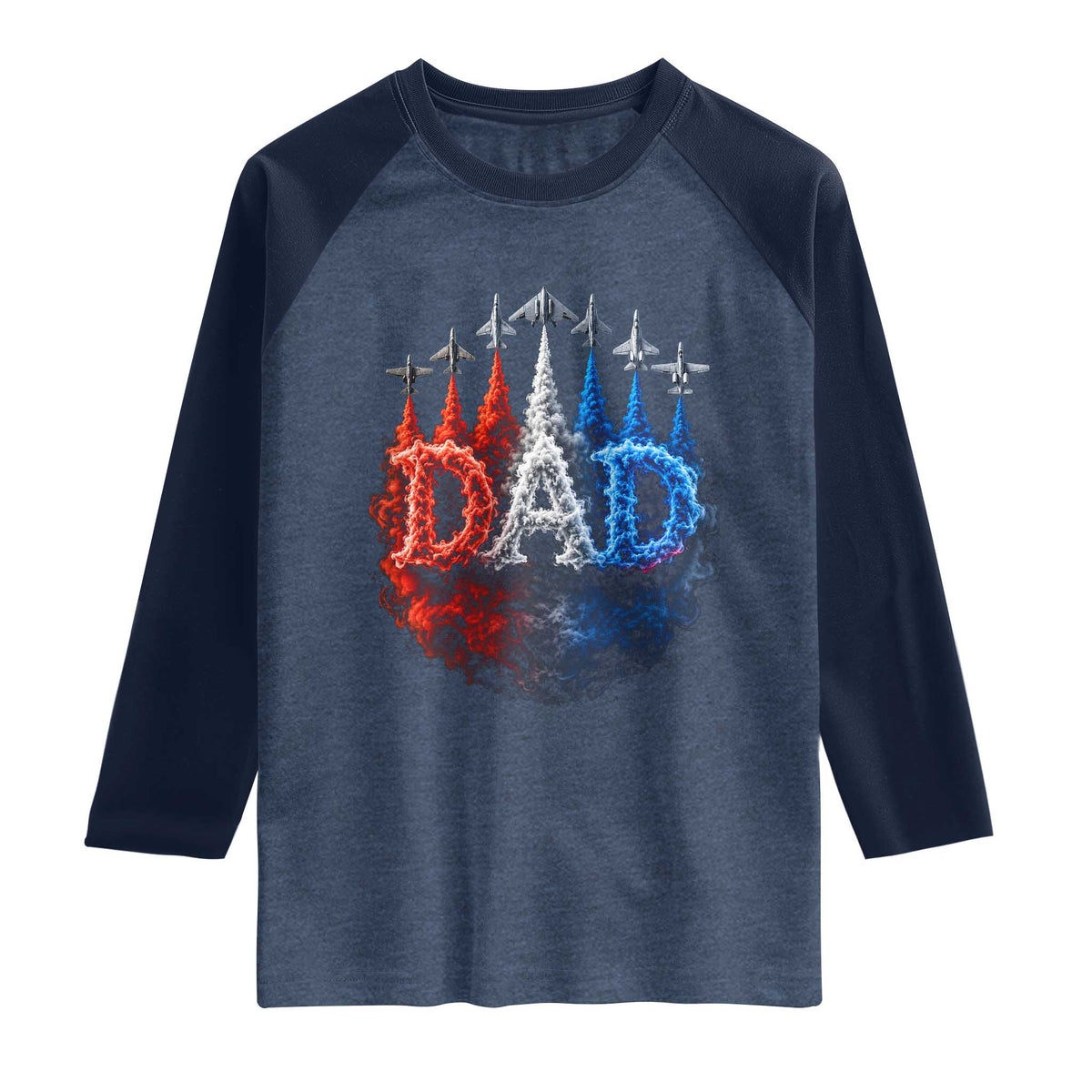 Patriotic Dad Jet Fighter American Flag 4th of July Raglan Shirt