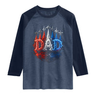 Patriotic Dad Jet Fighter American Flag 4th of July Raglan Shirt