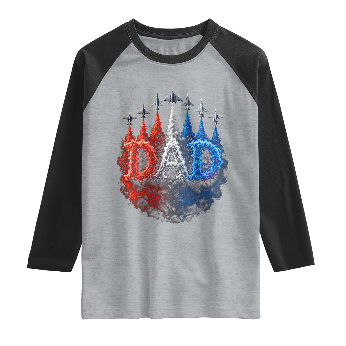 Patriotic Dad Jet Fighter American Flag 4th of July Raglan Shirt