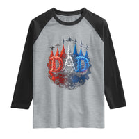 Patriotic Dad Jet Fighter American Flag 4th of July Raglan Shirt