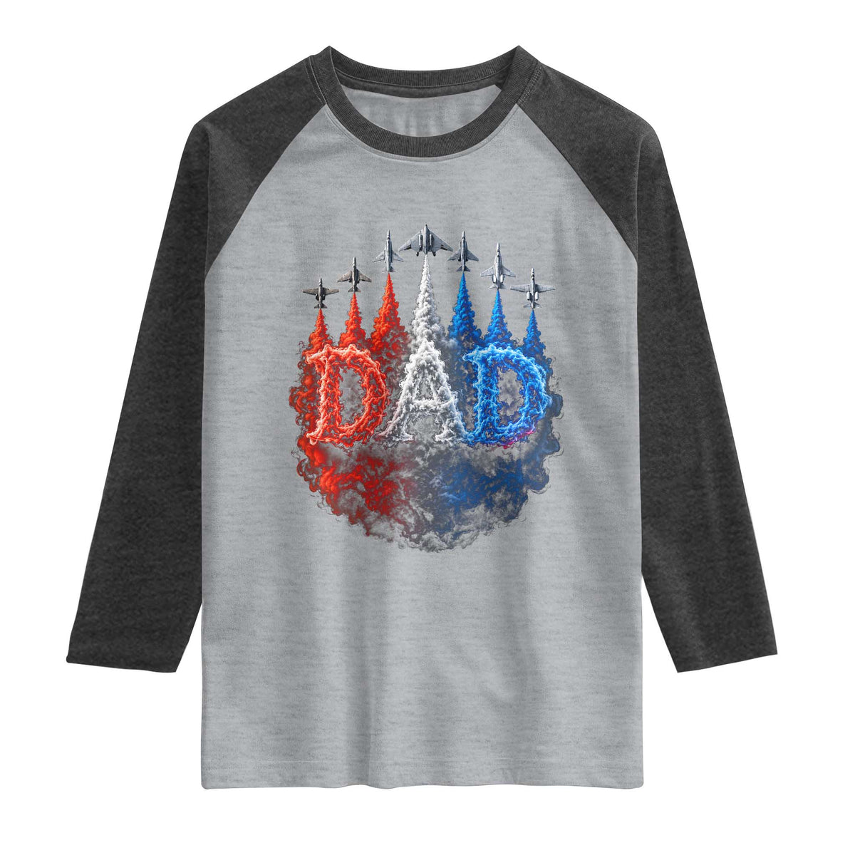 Patriotic Dad Jet Fighter American Flag 4th of July Raglan Shirt