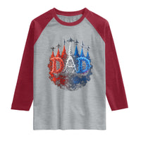 Patriotic Dad Jet Fighter American Flag 4th of July Raglan Shirt