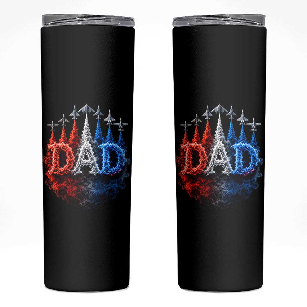 Patriotic Dad Jet Fighter American Flag 4th of July Skinny Tumbler