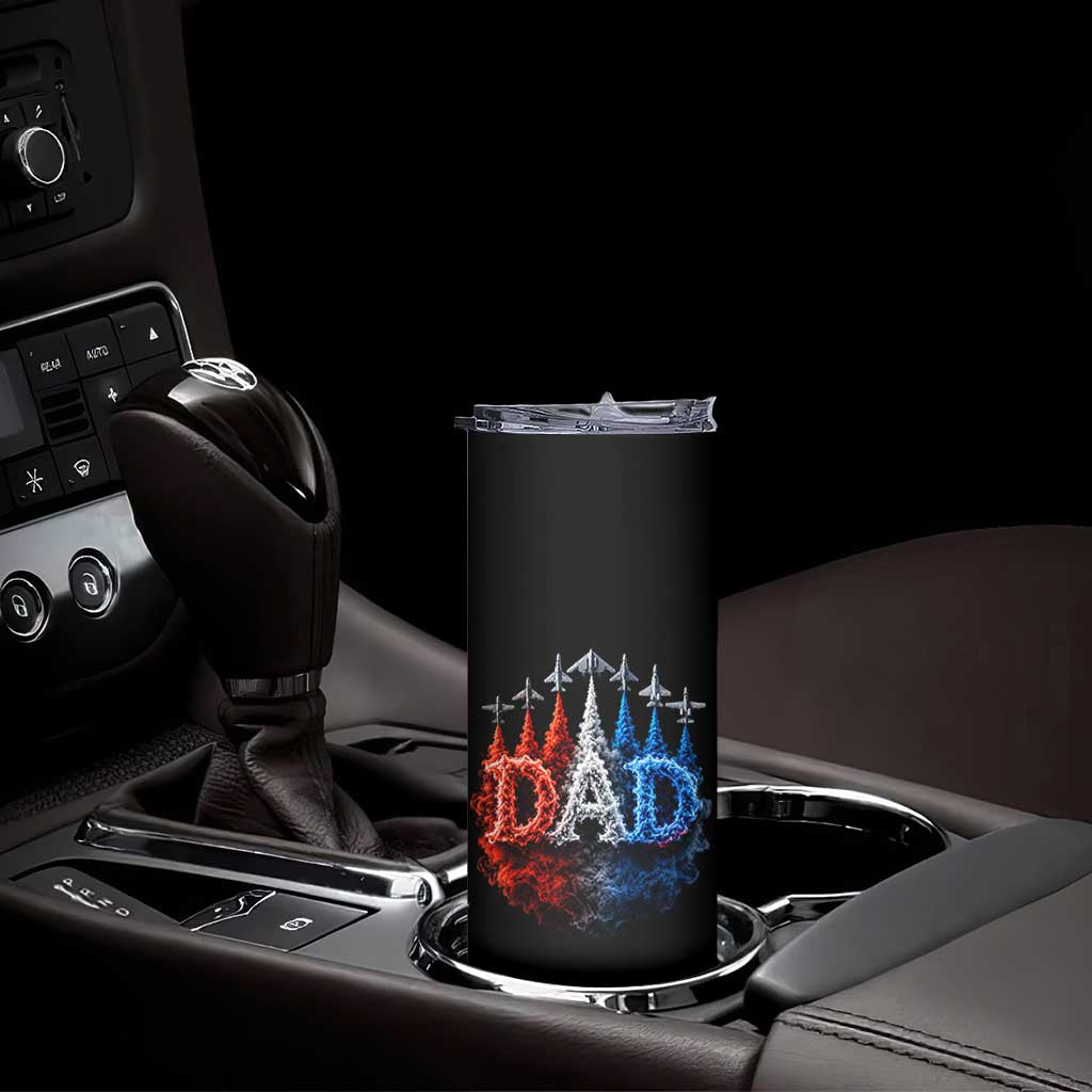 Patriotic Dad Jet Fighter American Flag 4th of July Skinny Tumbler