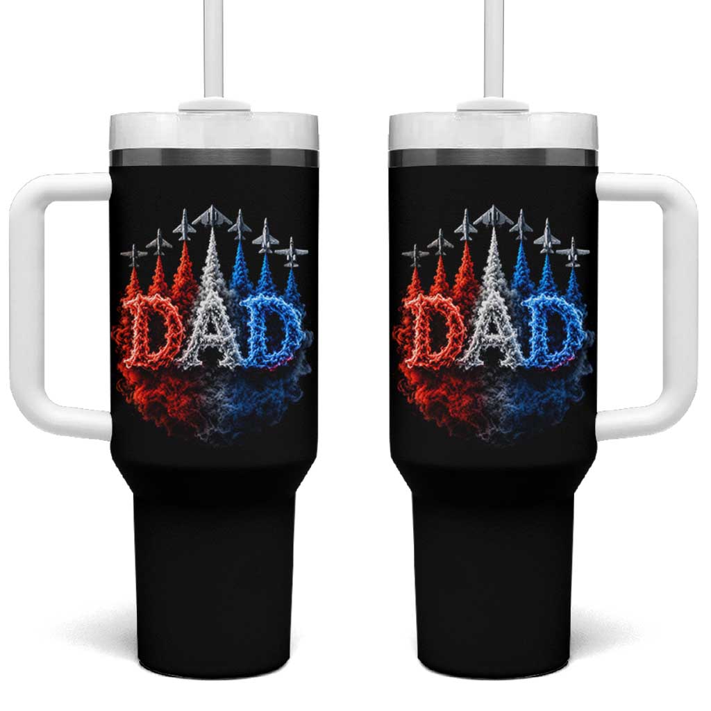Patriotic Dad Jet Fighter American Flag 4th of July Tumbler With Handle
