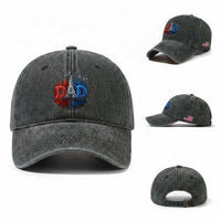 Patriotic Dad Jet Fighter American Flag 4th of July Washed Cotton Baseball Cap