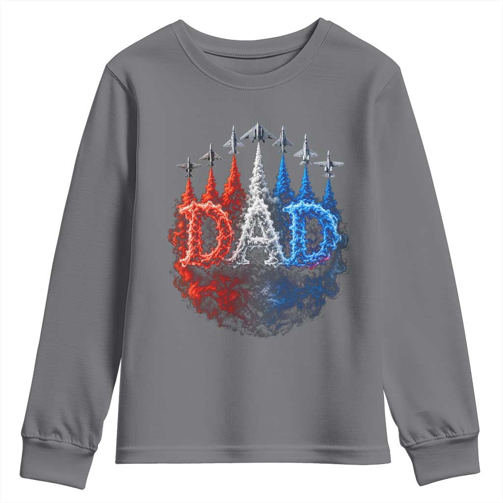 Patriotic Dad Jet Fighter American Flag 4th of July Youth Sweatshirt