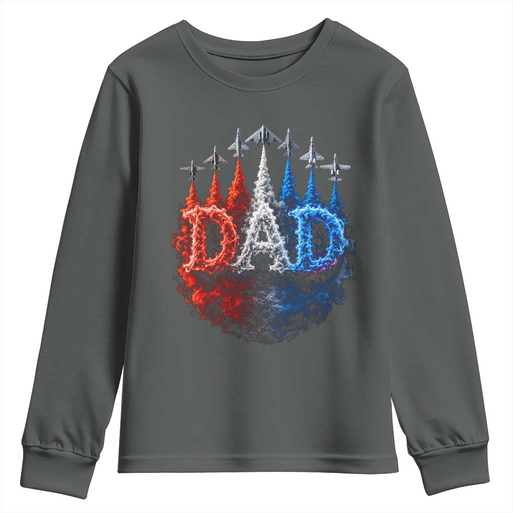 Patriotic Dad Jet Fighter American Flag 4th of July Youth Sweatshirt