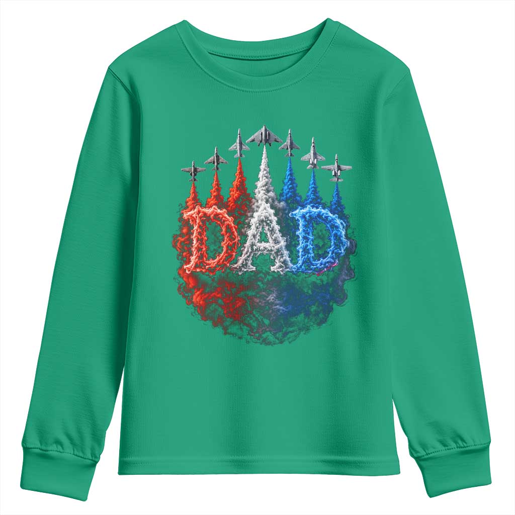 Patriotic Dad Jet Fighter American Flag 4th of July Youth Sweatshirt
