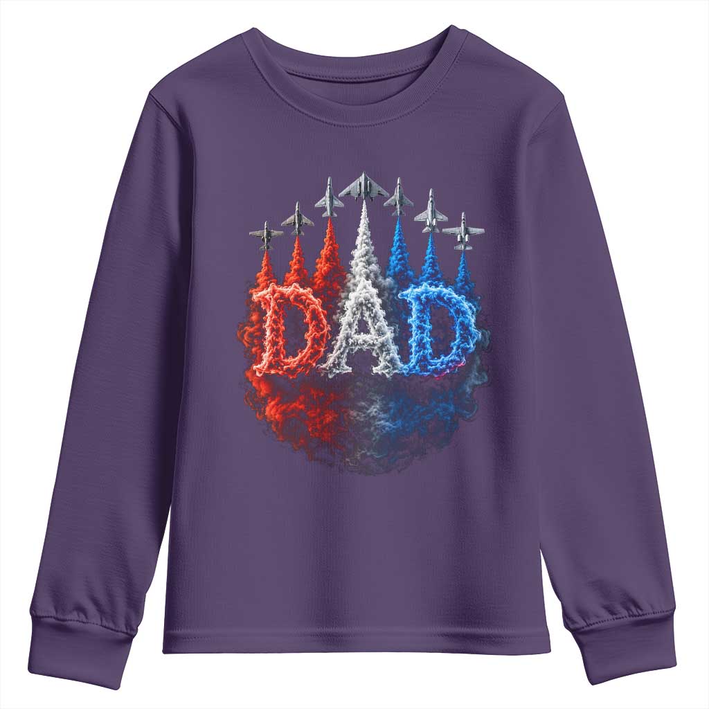 Patriotic Dad Jet Fighter American Flag 4th of July Youth Sweatshirt