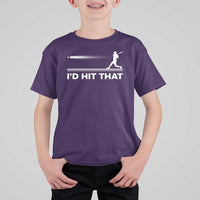 Funny Baseball T Shirt For Kid I'd Hit That Sport Player - Wonder Print Shop