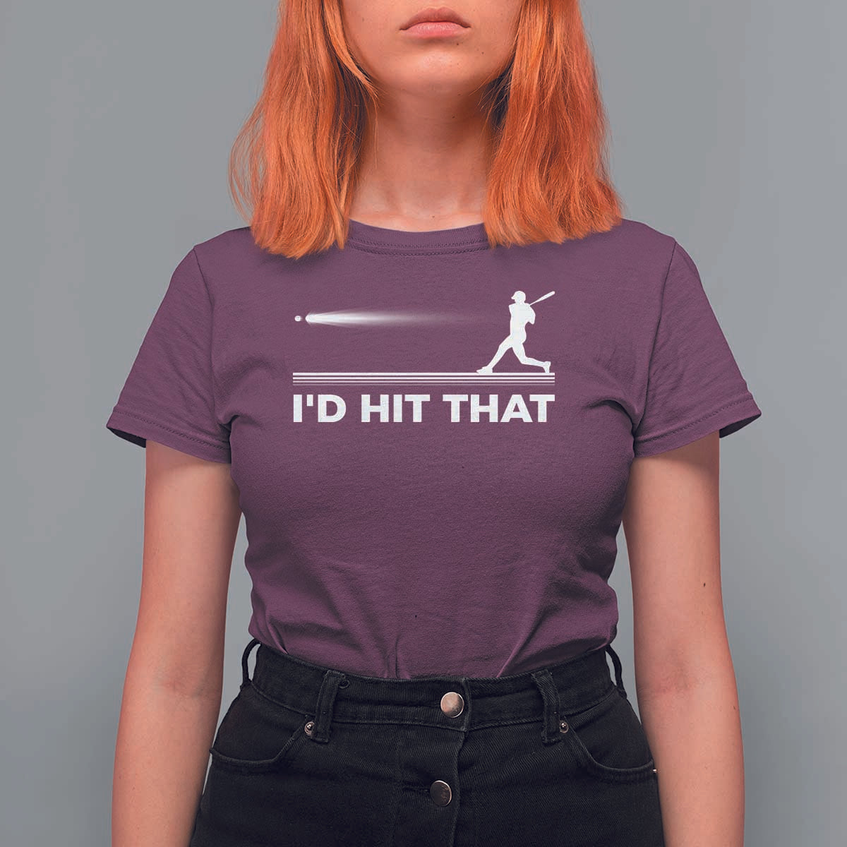 Funny Baseball T Shirt For Women I'd Hit That Sport Player - Wonder Print Shop