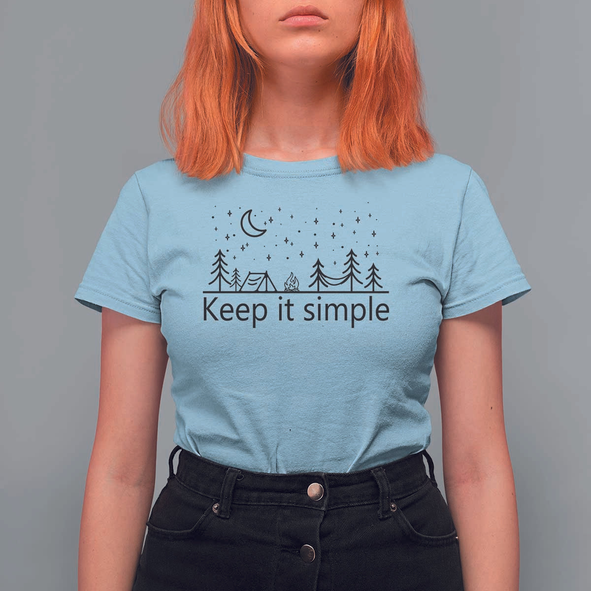 Funny Camping T Shirt For Women Keep It Simple Outdoor Minimalist - Wonder Print Shop