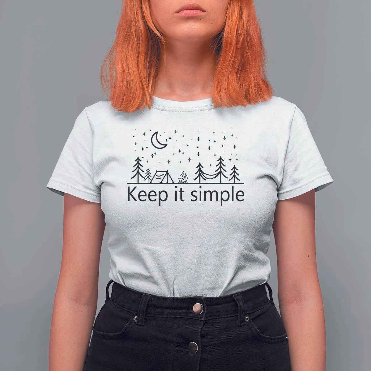 Funny Camping T Shirt For Women Keep It Simple Outdoor Minimalist - Wonder Print Shop
