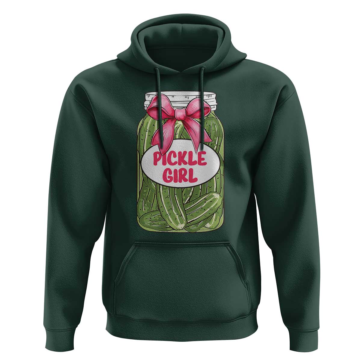 Funny Pickle Girl Hoodie Canned Dill Cucumber Pink Bow Coquette - Wonder Print Shop
