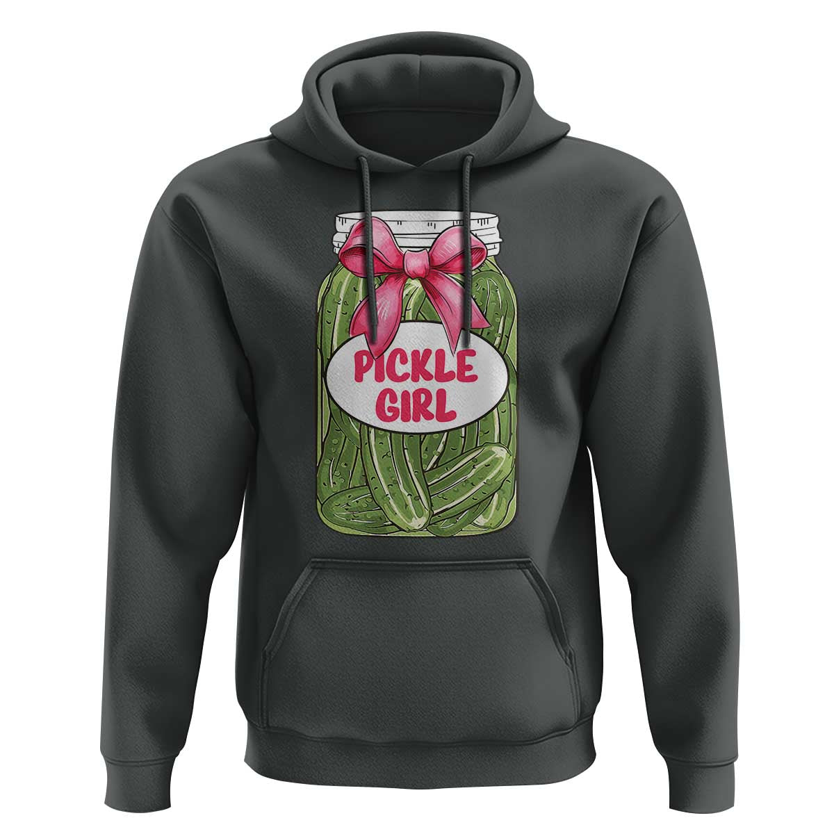 Funny Pickle Girl Hoodie Canned Dill Cucumber Pink Bow Coquette - Wonder Print Shop