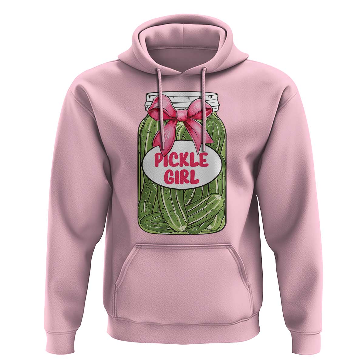 Funny Pickle Girl Hoodie Canned Dill Cucumber Pink Bow Coquette - Wonder Print Shop