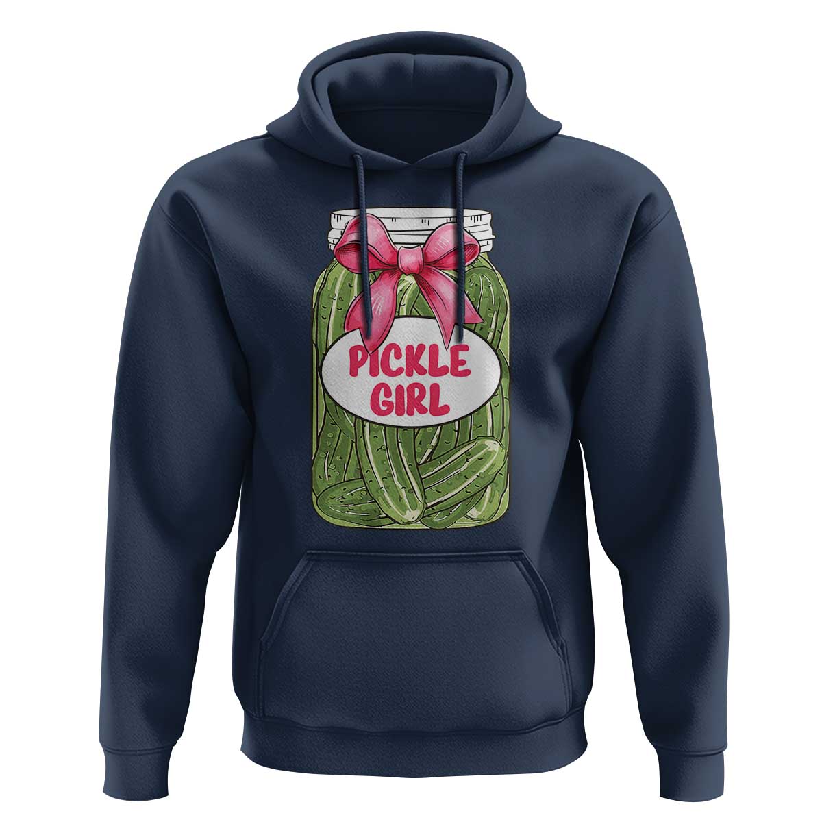 Funny Pickle Girl Hoodie Canned Dill Cucumber Pink Bow Coquette - Wonder Print Shop